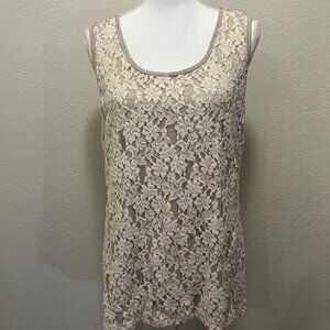 K & C tan lace front tank top, XL